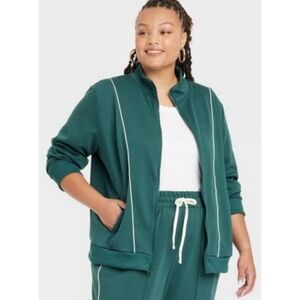 Ava & Viv Zip Front Track Jacket Green Size 1X